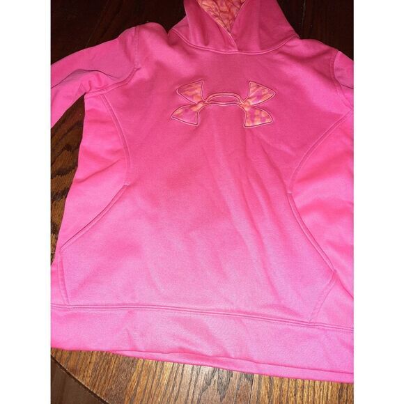 EUC Youth Large Pink Orange Camo Trim Under Armour Storm Hoodie Hooded P… - Picture 4 of 4